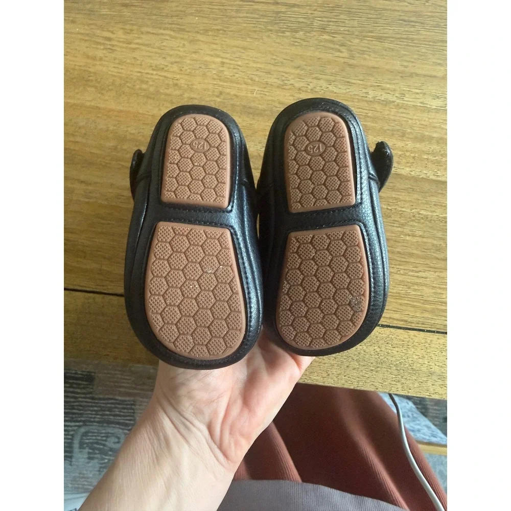Felix & Felix Black Faux Leather Bow Mary Jane Crib Shoes Toddler Infant Size 5